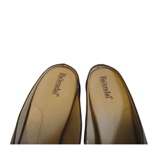 *Bjorndal Chestnut Brown 'GENA' MaryJane Slide Clog Mules - Picture 4 of 9